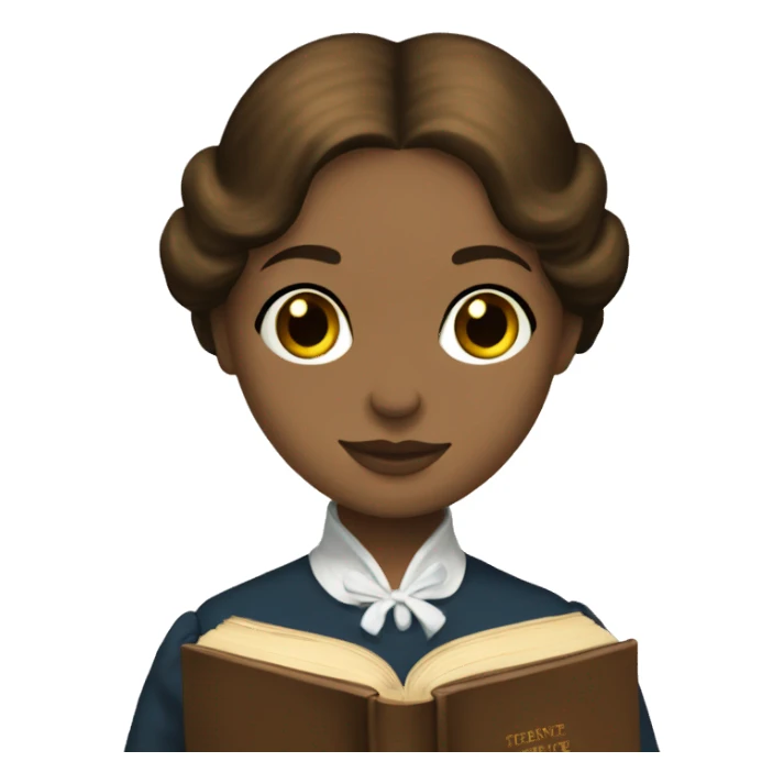 Charlotte Bronte holds a book in her hand sticker