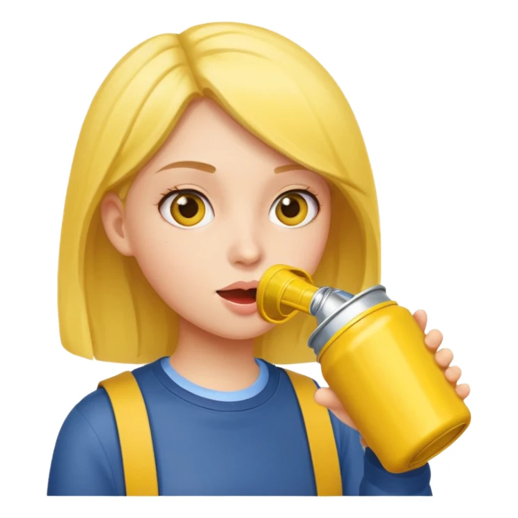 female student drinking from a yellow can sticker
