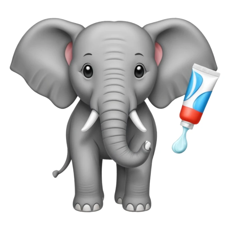 elephant with a tube of toothpaste sticker