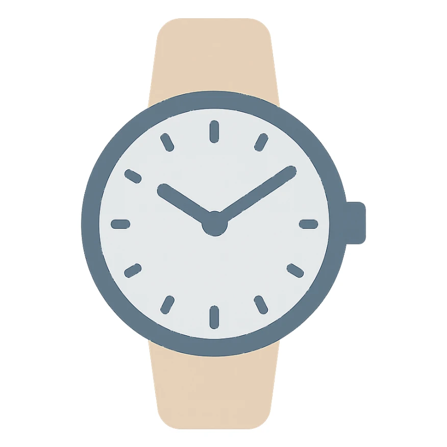 watch, flat color icon, clean, contemporary sticker
