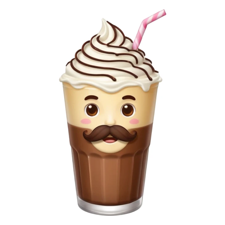 milkshake with a face andmustache sticker