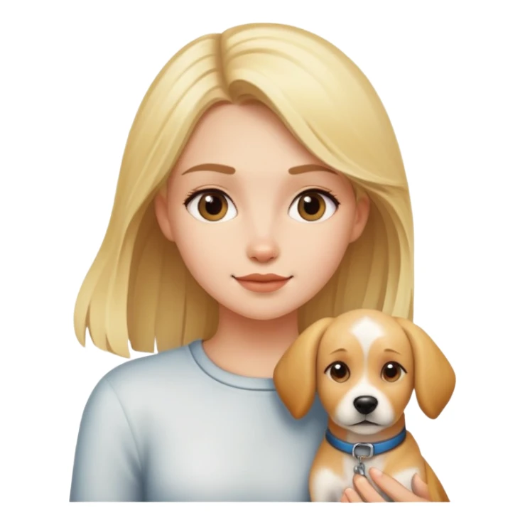 Blonde girl with a dog sticker