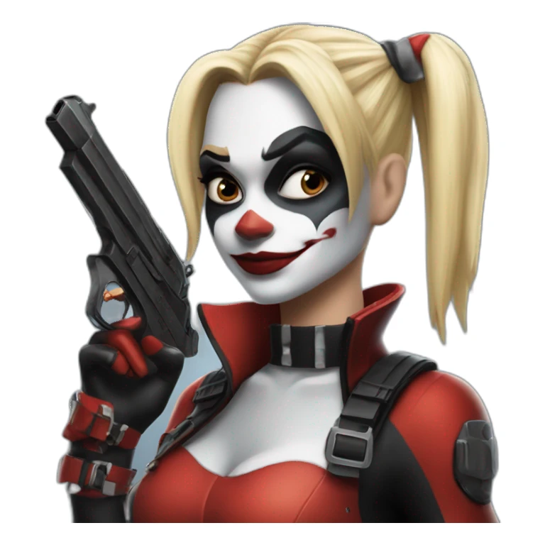Harley Quinn with pistol sticker