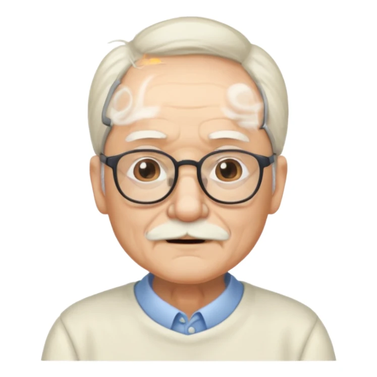 Old man with glasses and white pony tail sticker