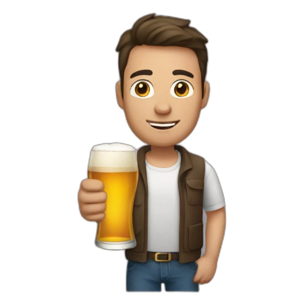 man holding closed bottlet beer sticker