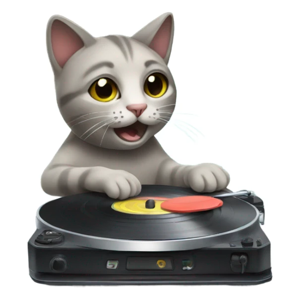 Cat playing records sticker