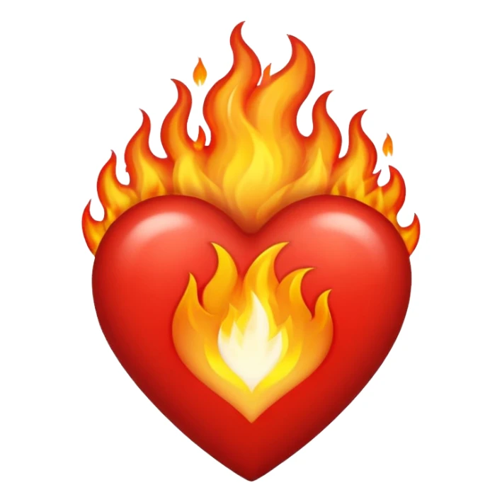 Heart on fire sticker