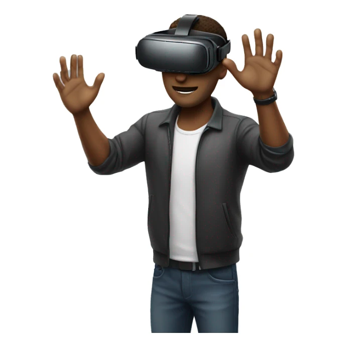 men holding virtual reality hand controller  sticker