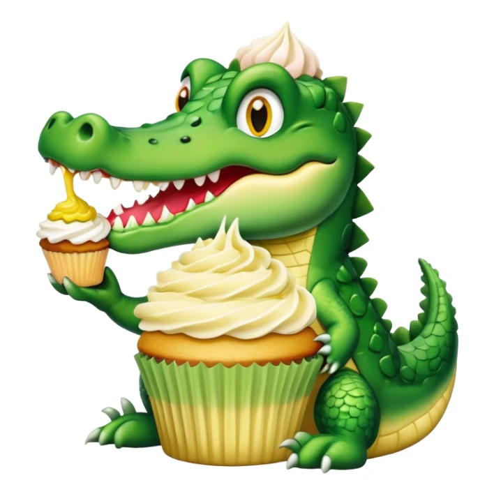 Crocodile eating a cupcake  sticker