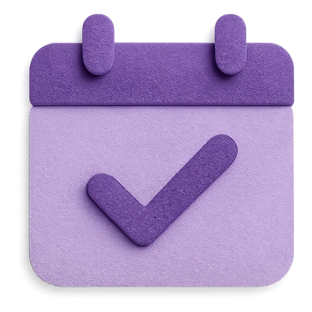 "Schedule clear", no text, with the colors: Primary Purple:  #8B5CF6
  Light Purple:    #A78BFA sticker