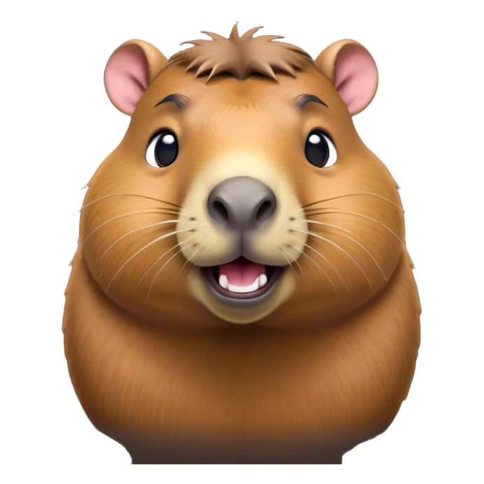 Cinematic Comical Capybara Portrait Emoji, Head tilted dramatically with an exaggeratedly amused expression, featuring a robust, rounded build and a distinct capybara face with a broad snout and quirky, small ears, rendered with lifelike soft fur and wide, comically expressive eyes brimming with playful disbelief; high shine, dramatic yet playful, styled with an air of cheeky mischief, soft glowing outline, capturing the essence of a spirited and over‐the‐top capybara that looks ready to side‐eye its way into viral fame! sticker