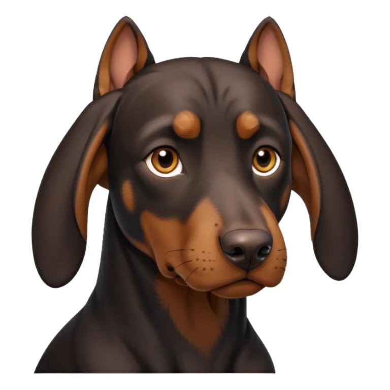 black and tan doberman portrait with floppy ears sticker