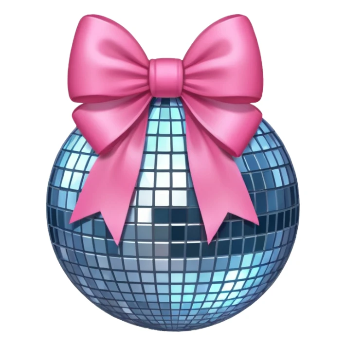 Disco ball with pink bow sticker