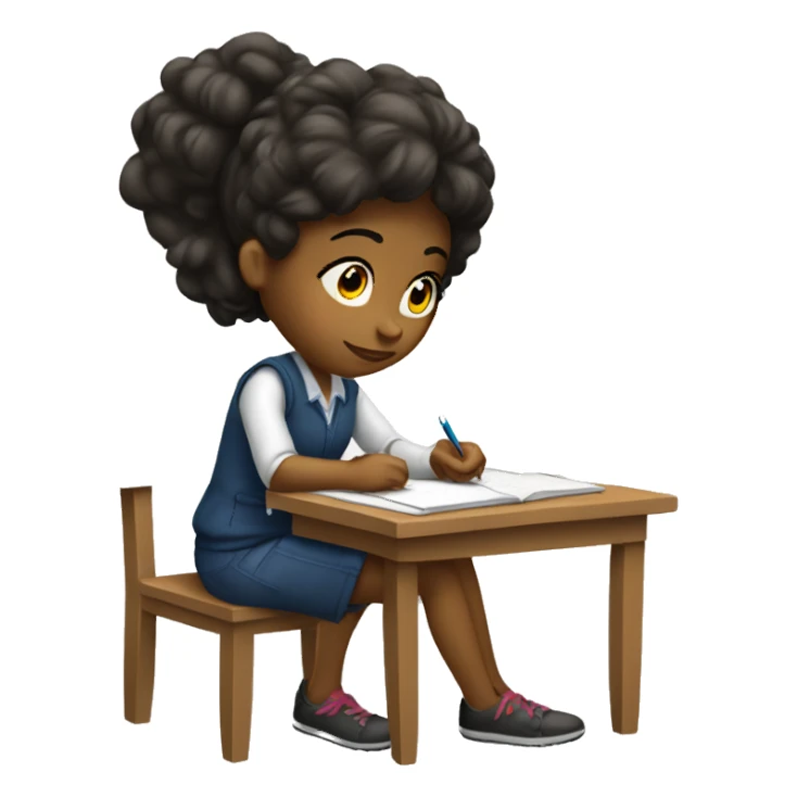 studing girl doing her homework sticker