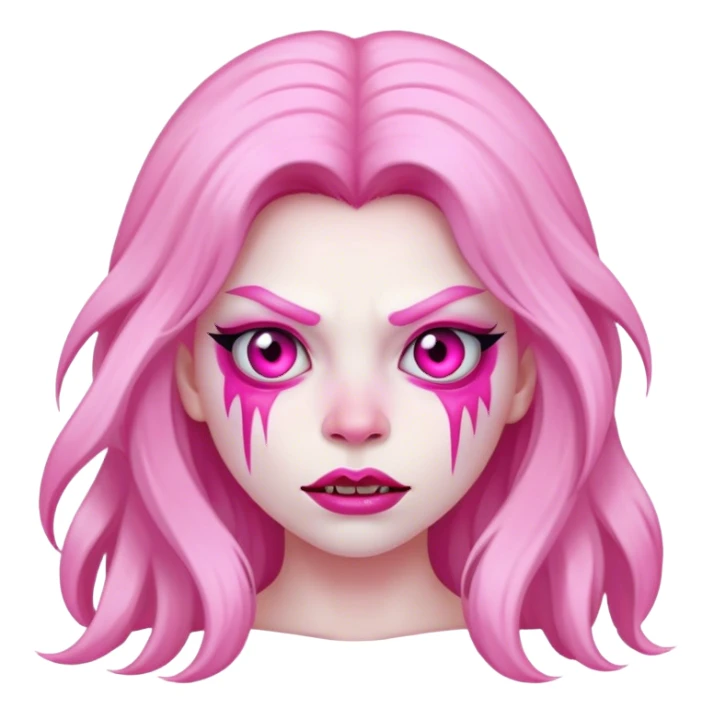 lady monster pink face sticker
