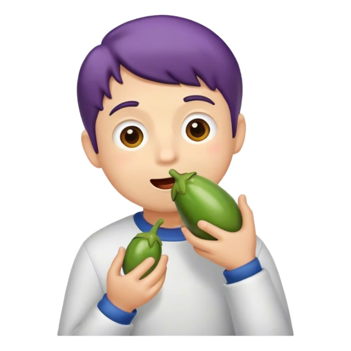 boy eating eggplant  sticker