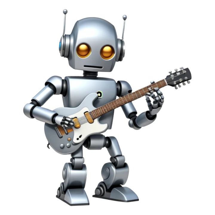 Robot playing guitar sticker