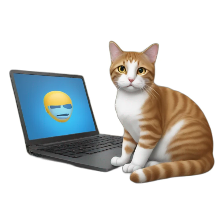 Un ordinateur avec un chat assis dessus sticker