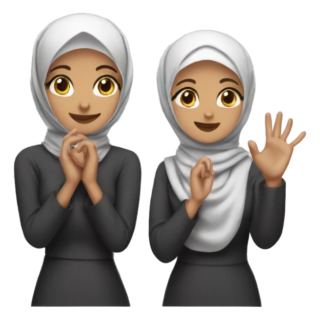 two hijabis making hand love sign sticker