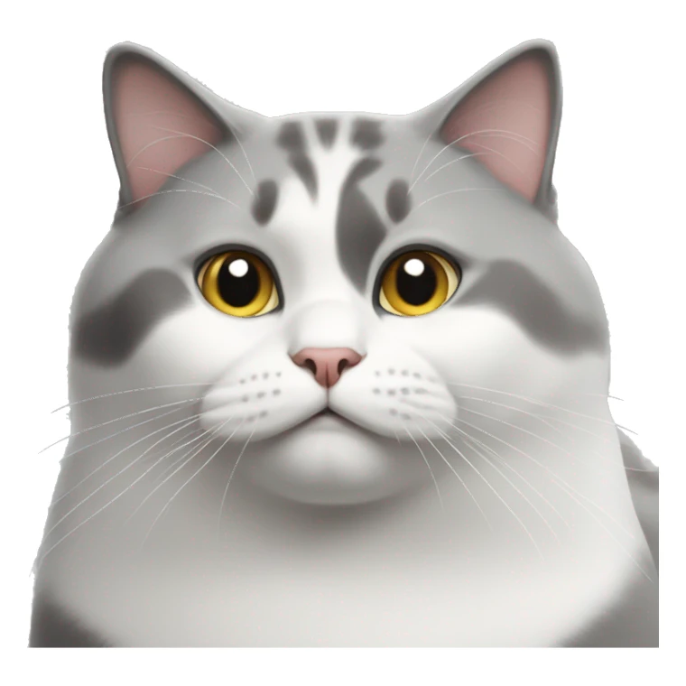 Grey and white bicolor cat fat sticker