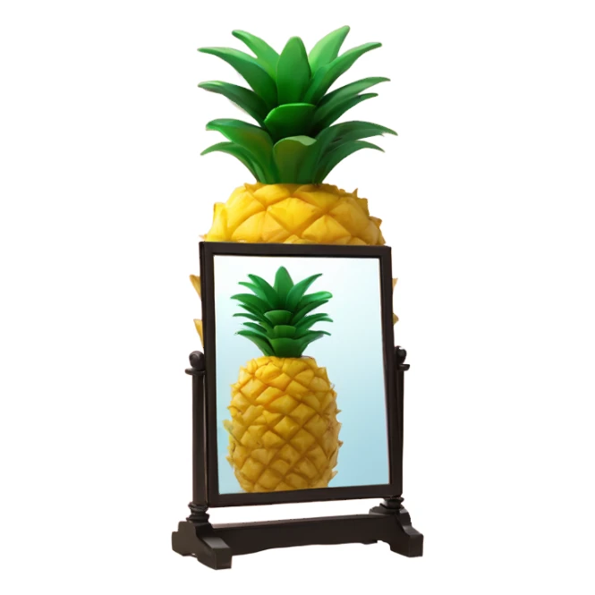 3D 🍍 pineapple looks at its reflection in the mirror sticker