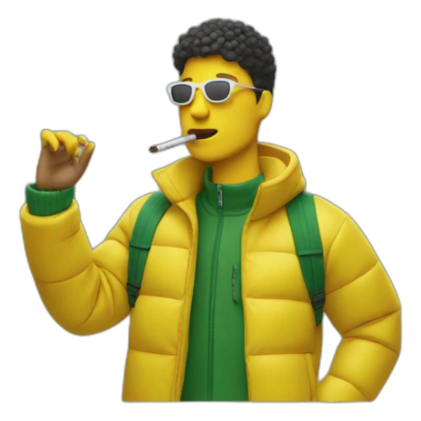 smoker with lacoste yellow puffer sticker