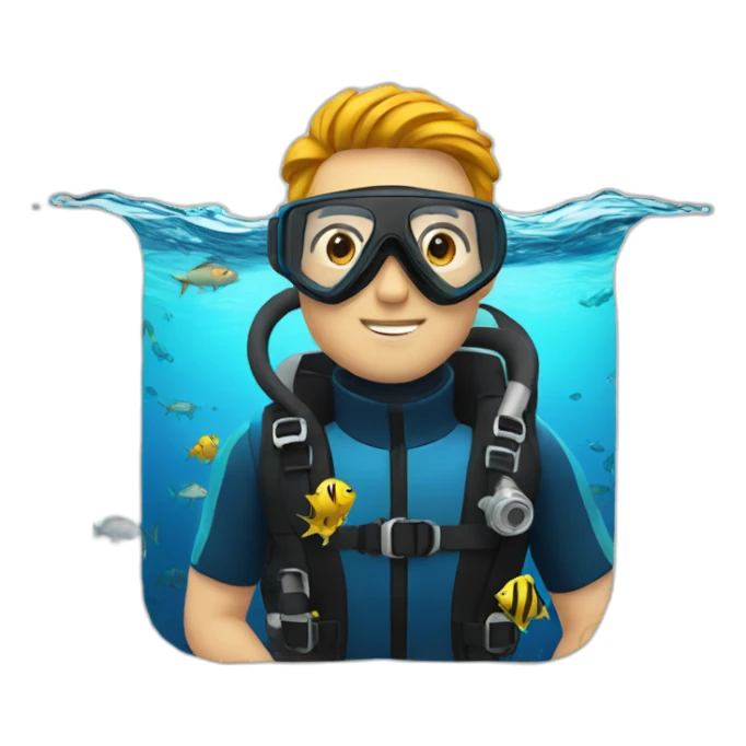 Scuba diver with fishes sticker
