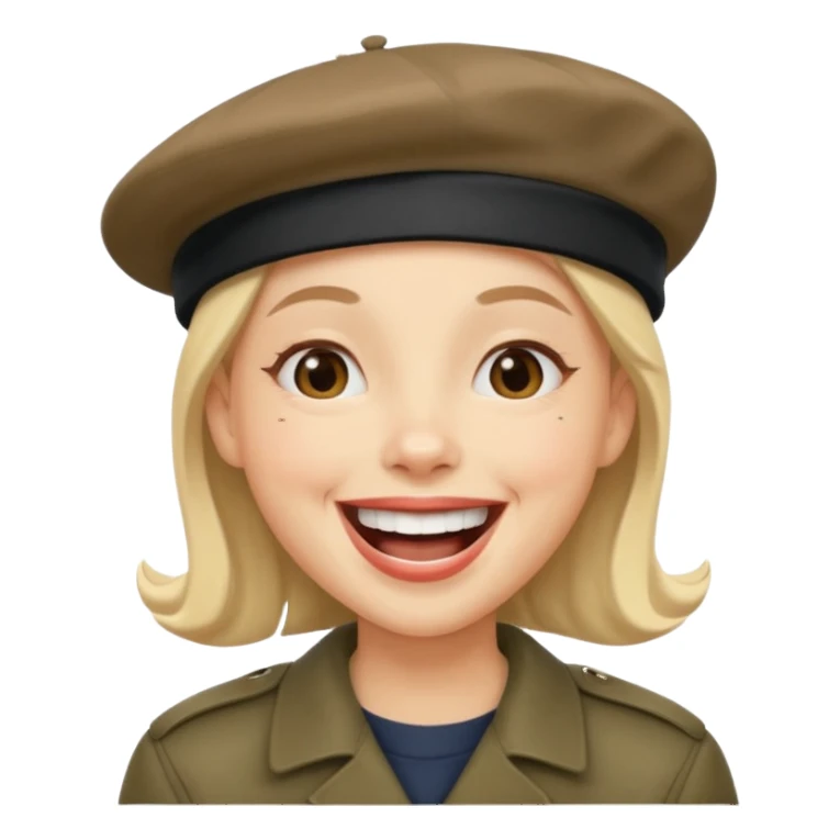 laughing emoji with beret sticker