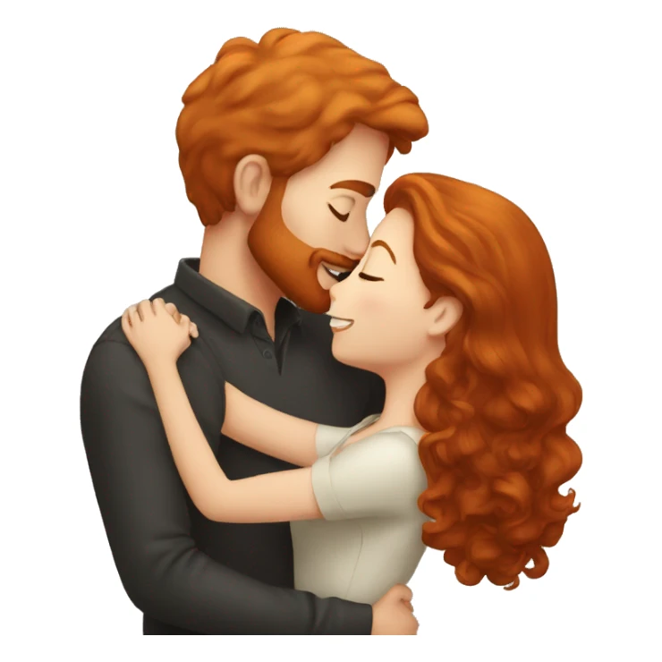 A redhead kissing a chestnut-haired man sticker