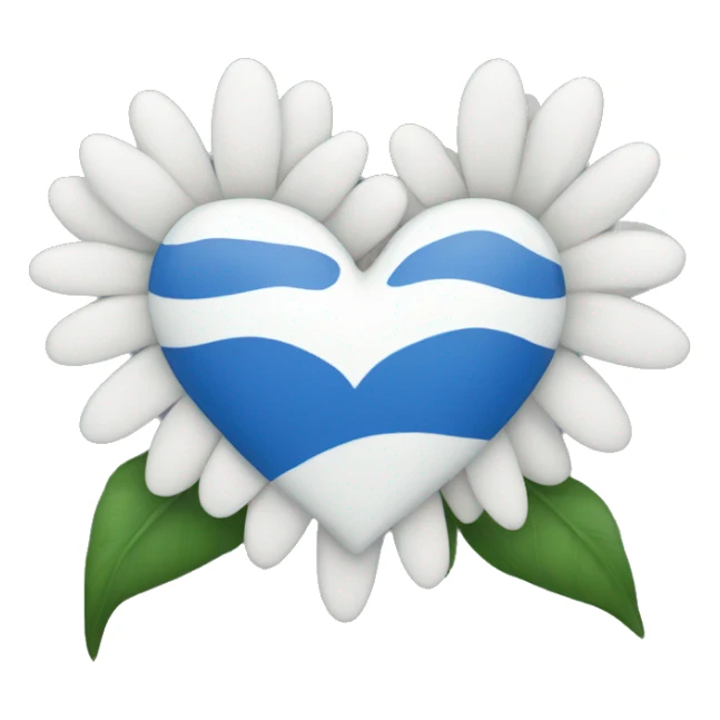 White heart blue flower sticker