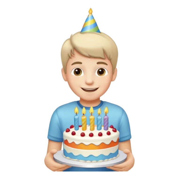 boy with birthday cake sticker