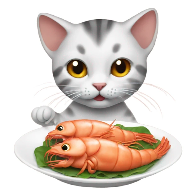 Cat eating prawns  sticker