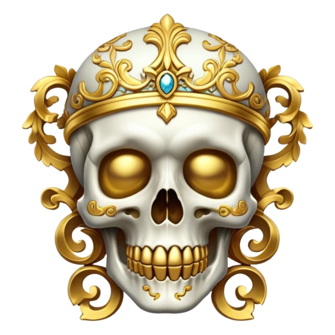 skull in gold sticker