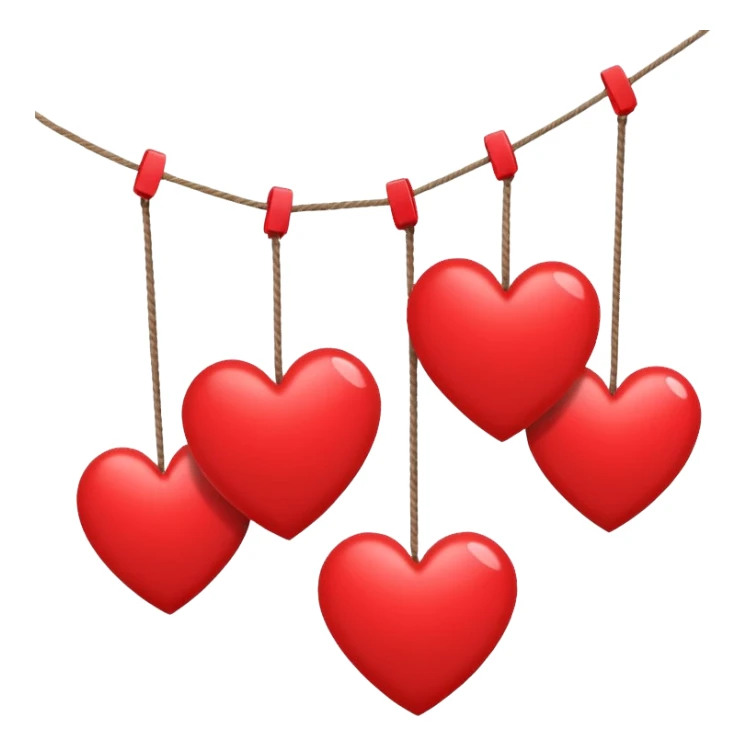 Lots of Dangling hearts from a string sticker