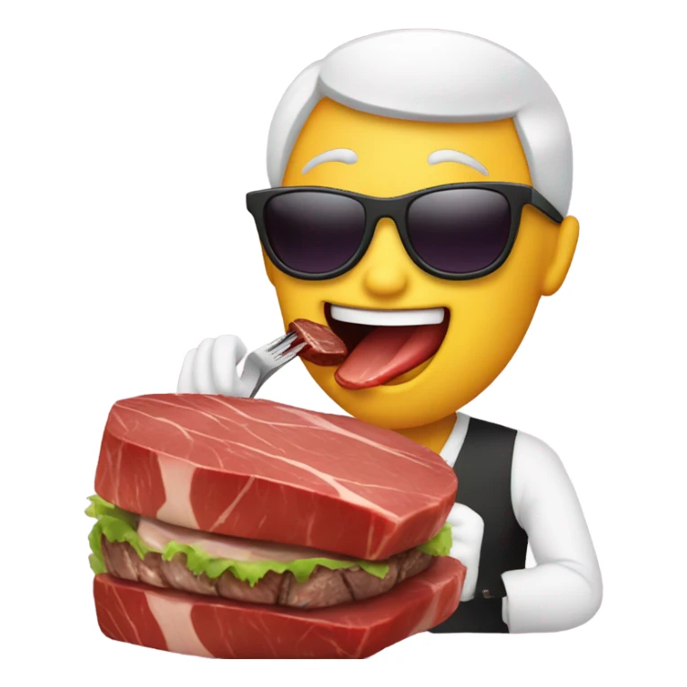 cool emoji eating steak sticker