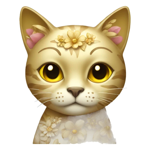 Gold floral cat sticker
