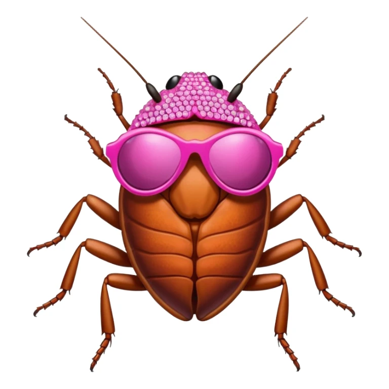 Pink bedazzle cockroach with sunglasses sticker