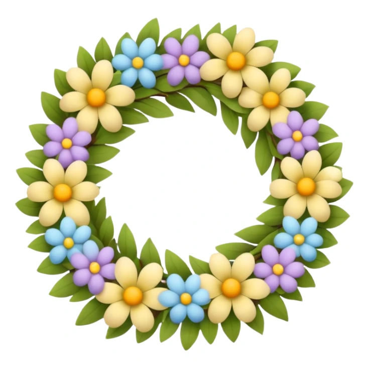 flower easter wreath, made in a shape of an egg sticker