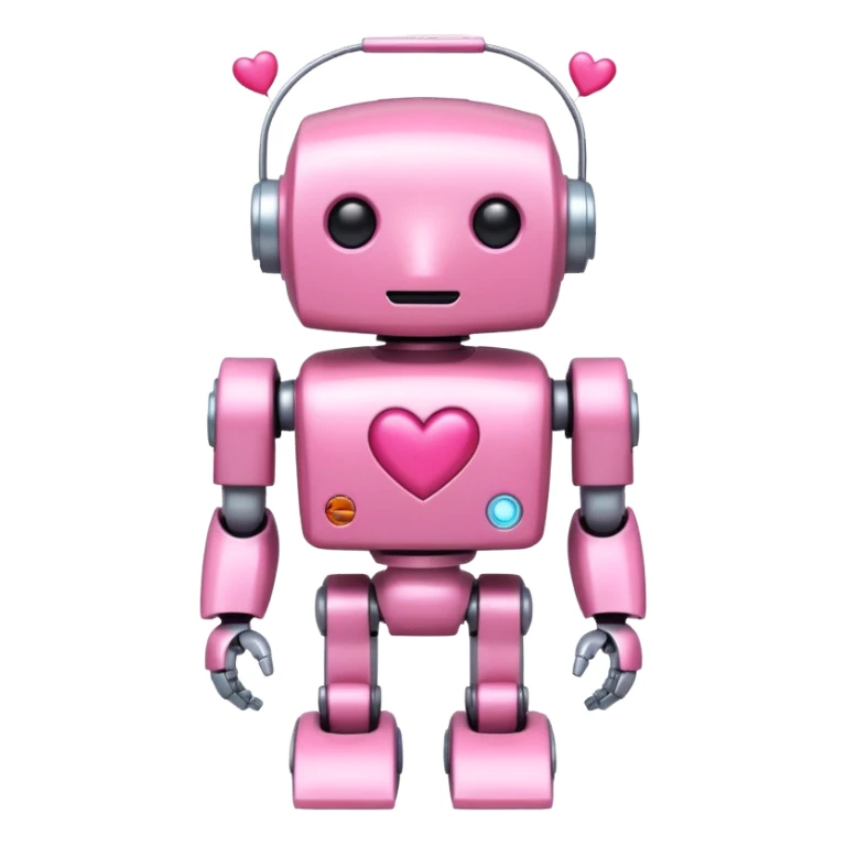 cute pink robot with hearts pink sticker
