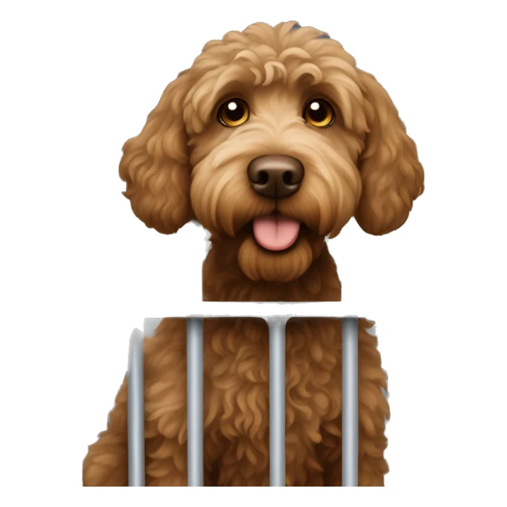 Brown labradoodle in jail behind bars sticker