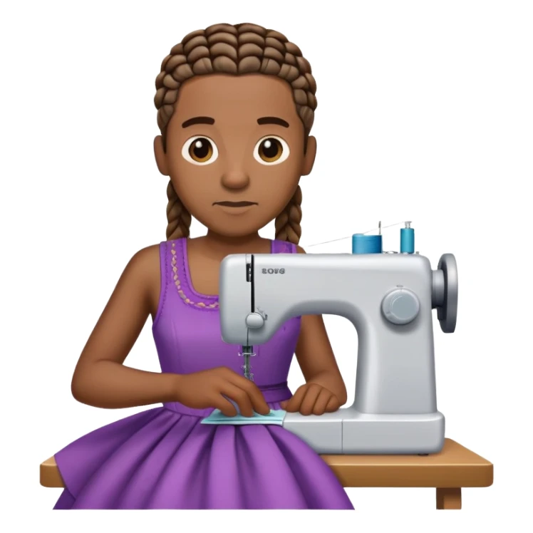 Black guy with cornrows sewing a dress sticker