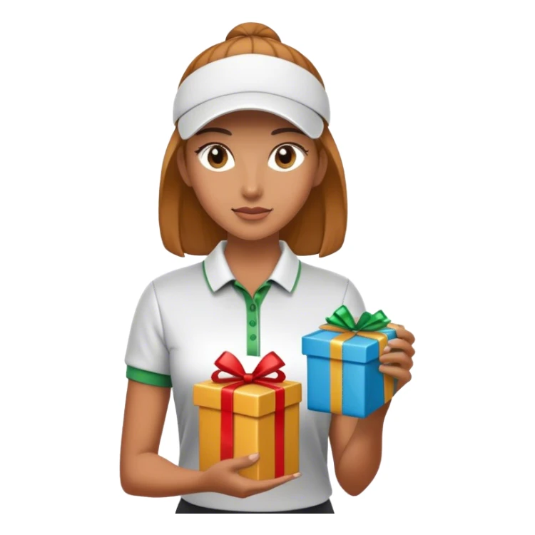Female Golf player with gift sticker