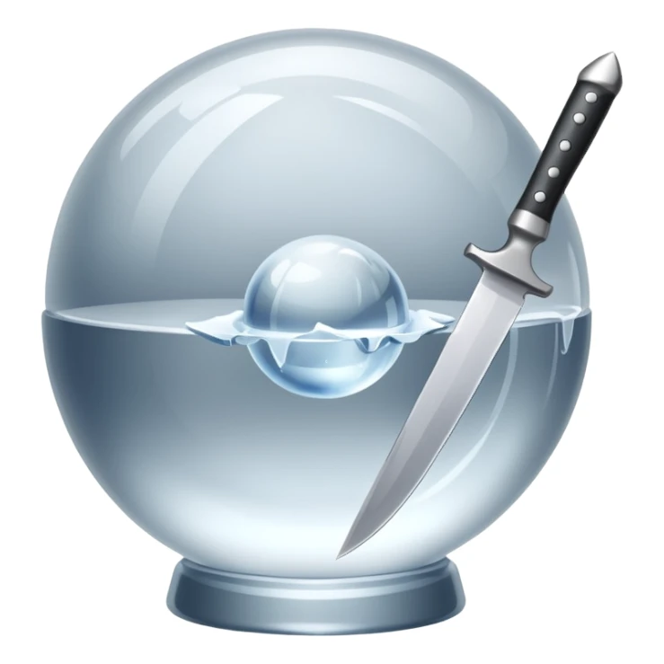knife stuck in a ice ball sticker