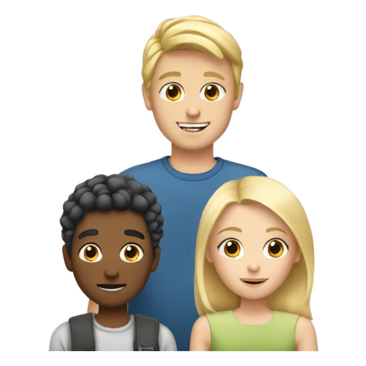 Boy with two blonde girls  sticker