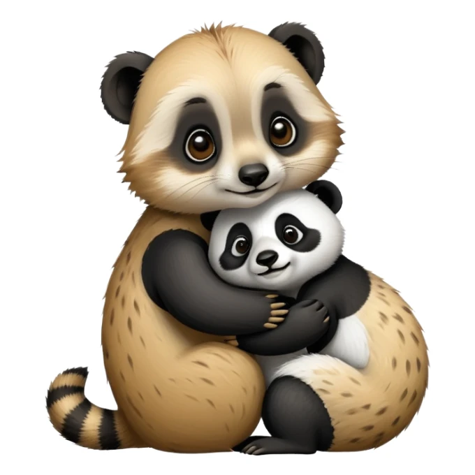 Meerkat hug a panda sticker