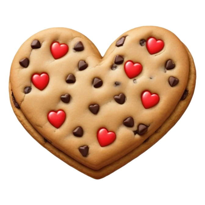 Red heart mix with chocochip cookie sticker