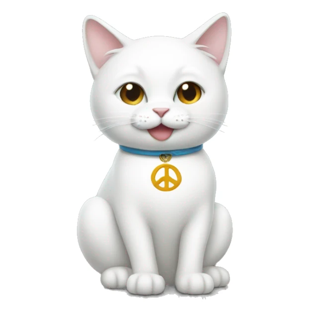 White cat peace sign sticker