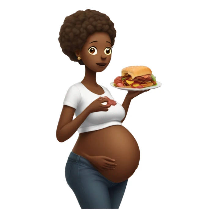 Pregnant women eats meat sticker