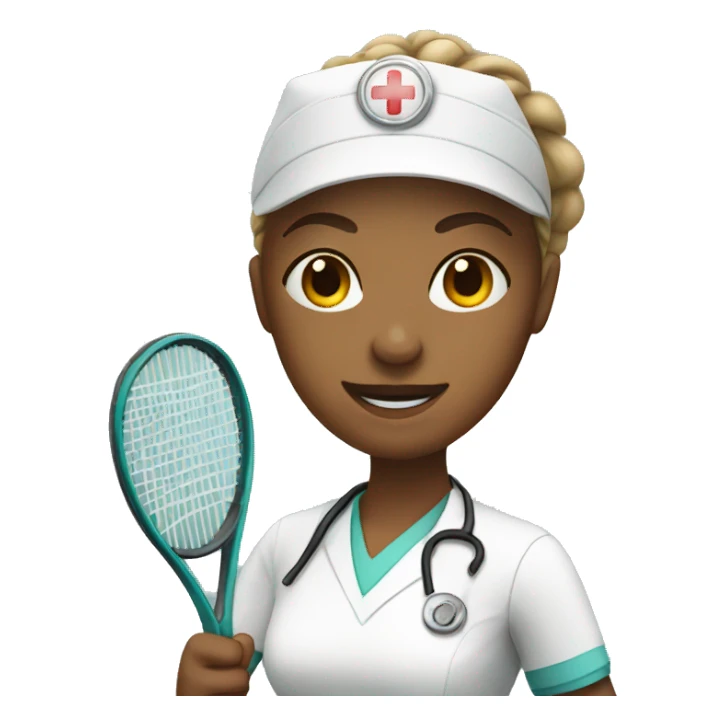 White nurse playing tennis sticker