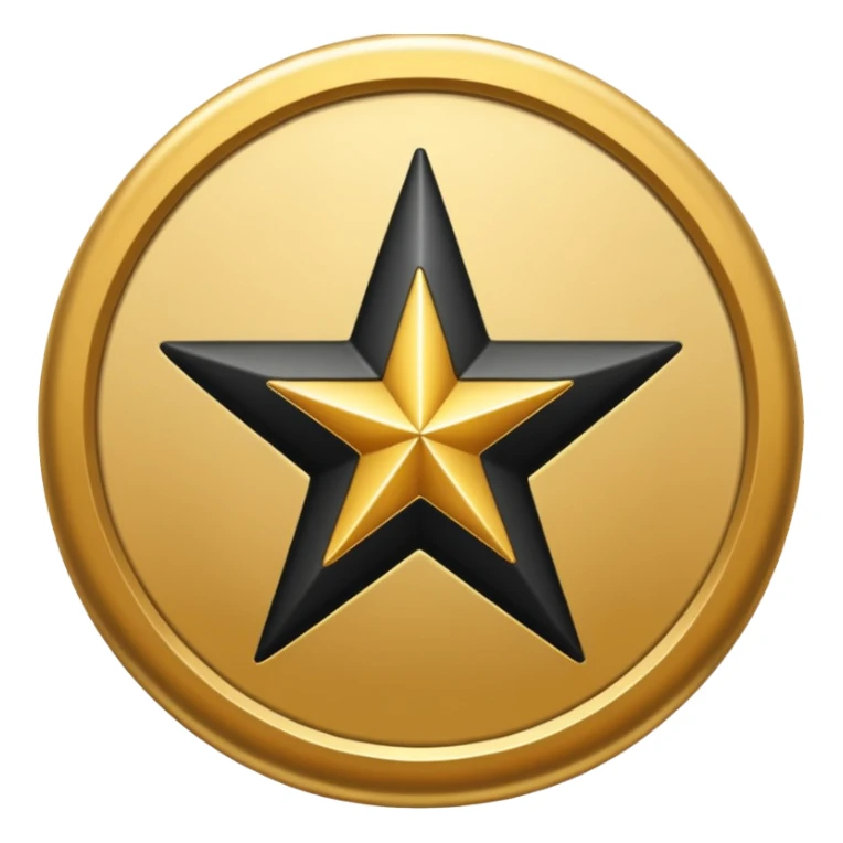 Black star in golden circle sticker